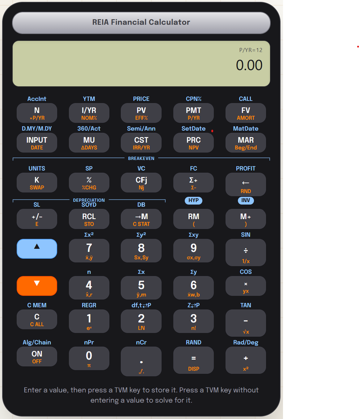Financial Calculator — REIA product view